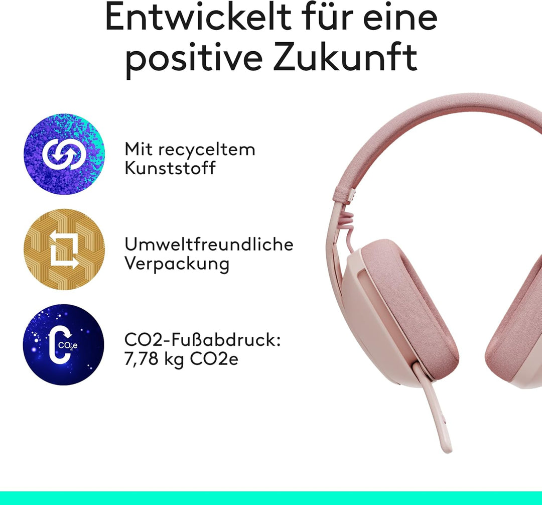 Logitech Zone Vibe 100 Leichte, kabellose Over-Ear-Kopfhörer mit geräuschunterdrückendem Mikrofon, M