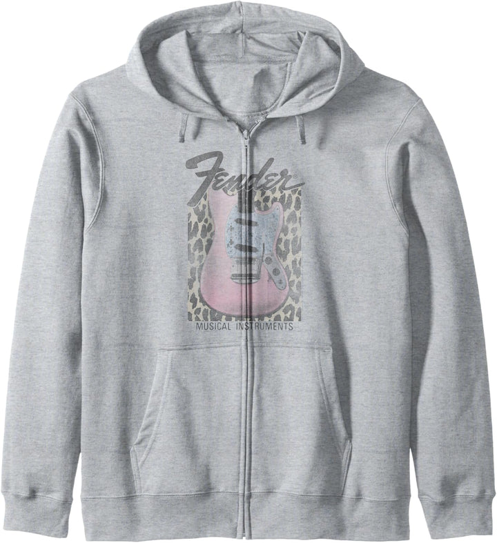 Fender Pink Grunge Leopard Guitar & Logo Kapuzenjacke