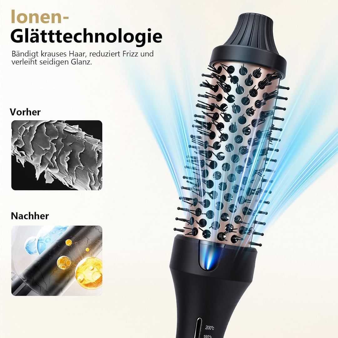 AraSylen Wärmebürste mit Ionen-Technologie | Elektrische Haarbürste für Volumen & Glatte Haare | 38m