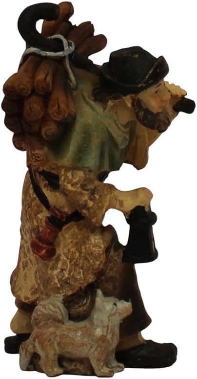 ZICOM Krippenfigur Miniaturfigur Hirte mit Holz und Laterne Höhe 6,7cm handbemalt Polyresin, Modellb
