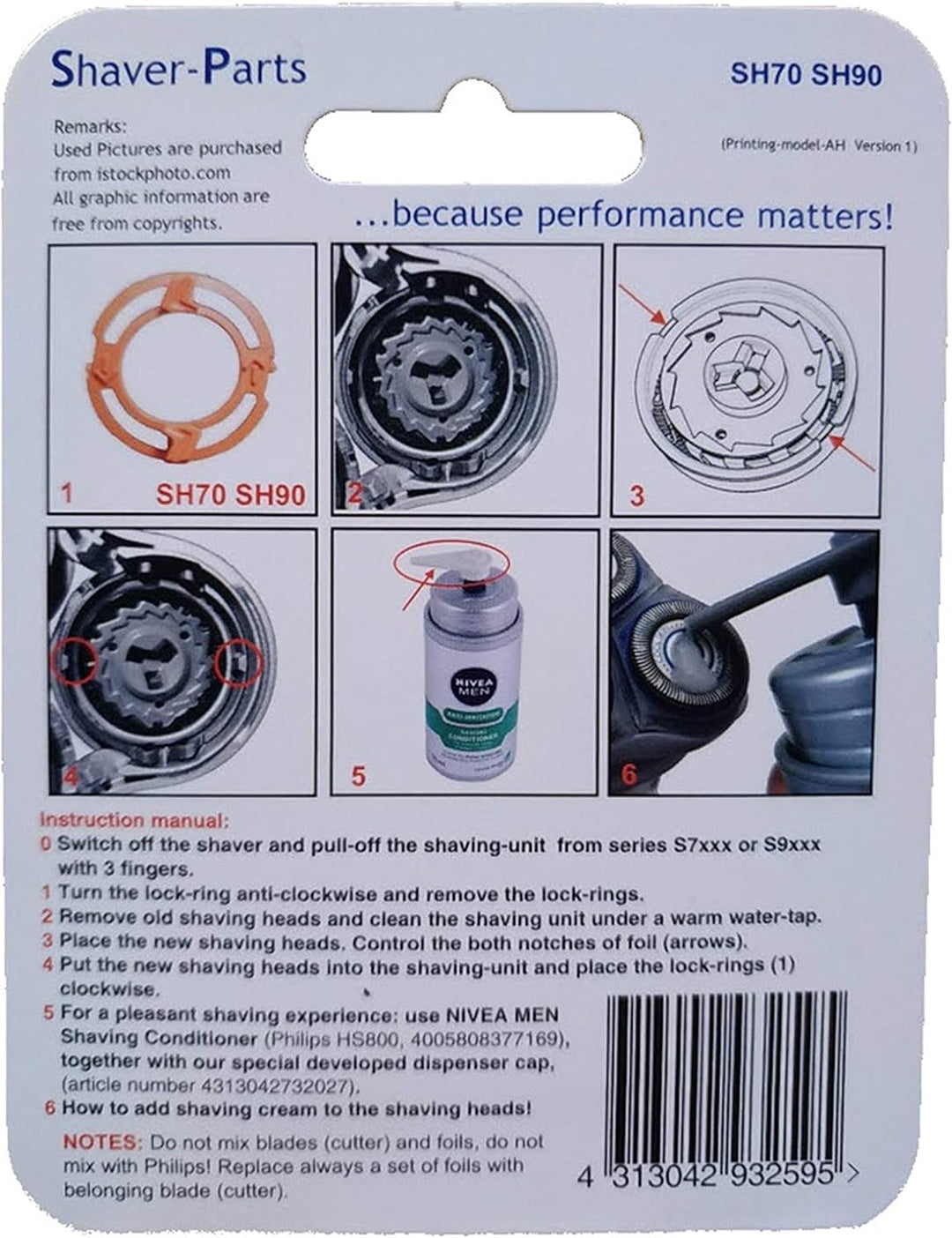 Scherköpfe Modell SH70 SH90 (auch geeignet als Ersatz für SH50), Alternative Scherköpfe passend für