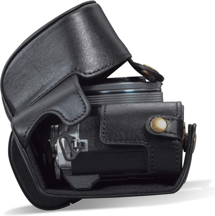 MegaGear MG1932 Ever Ready Echtleder Kameratasche mit Trageriemen kompatibel mit Olympus OM-D E-M10
