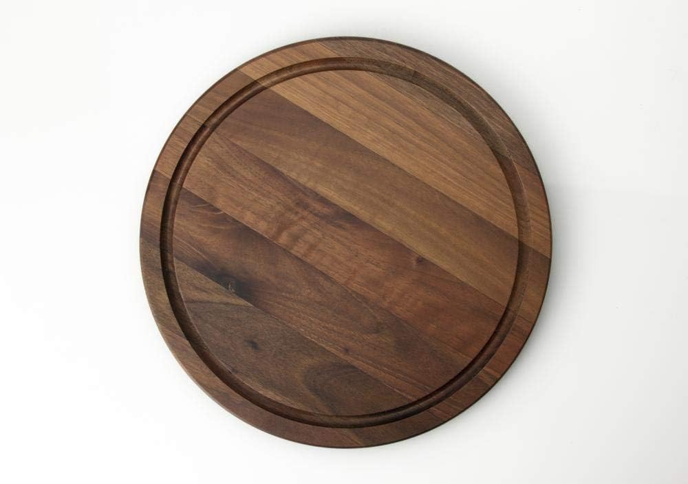 Continenta Steakteller mit Saftrille, aus Walnuss, Ø 28 x 1,8cm, Jausen-, Brotzeit- & Servierbrett,