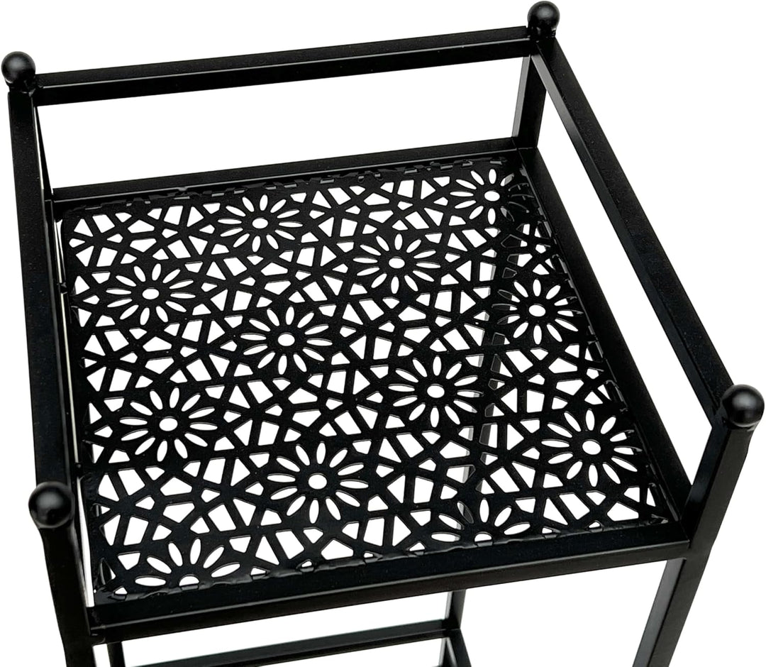 DanDiBo Standregal Schwarz Metall Schmal Stehend 3 Ebenen 110 cm Regal Küche Küchenregal 96485 Metal