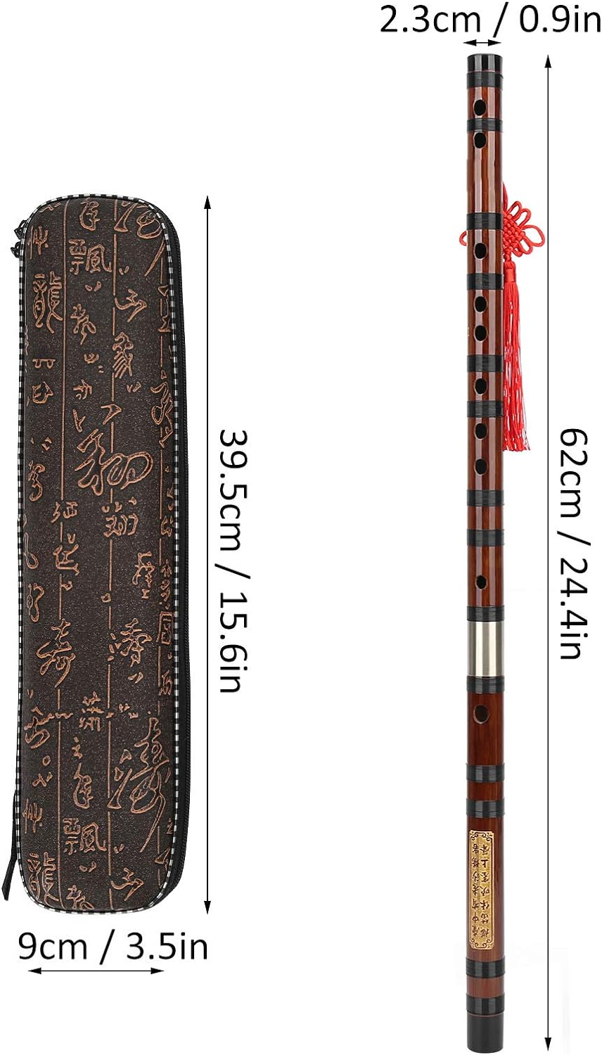 Eujgoov Flöte Bambusflöte, D-Key Dizi Bitter Bambusflöte Traditionelles Chinesisches Instrument mit