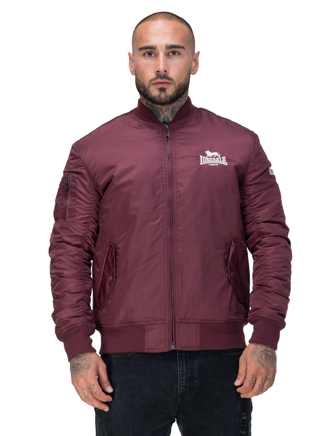 Lonsdale Herren Jacke schmale Passform TERN HILL Oxblood/White S, Oxblood/White S