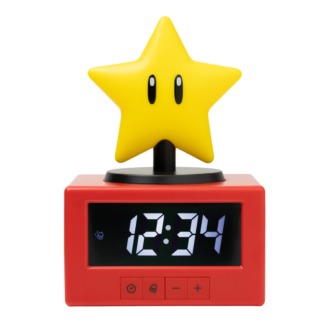 Paladone Super Mario Super Star Icon Wecker mit Nachtlicht – Digitaler Wecker, Schlummerfunktion per