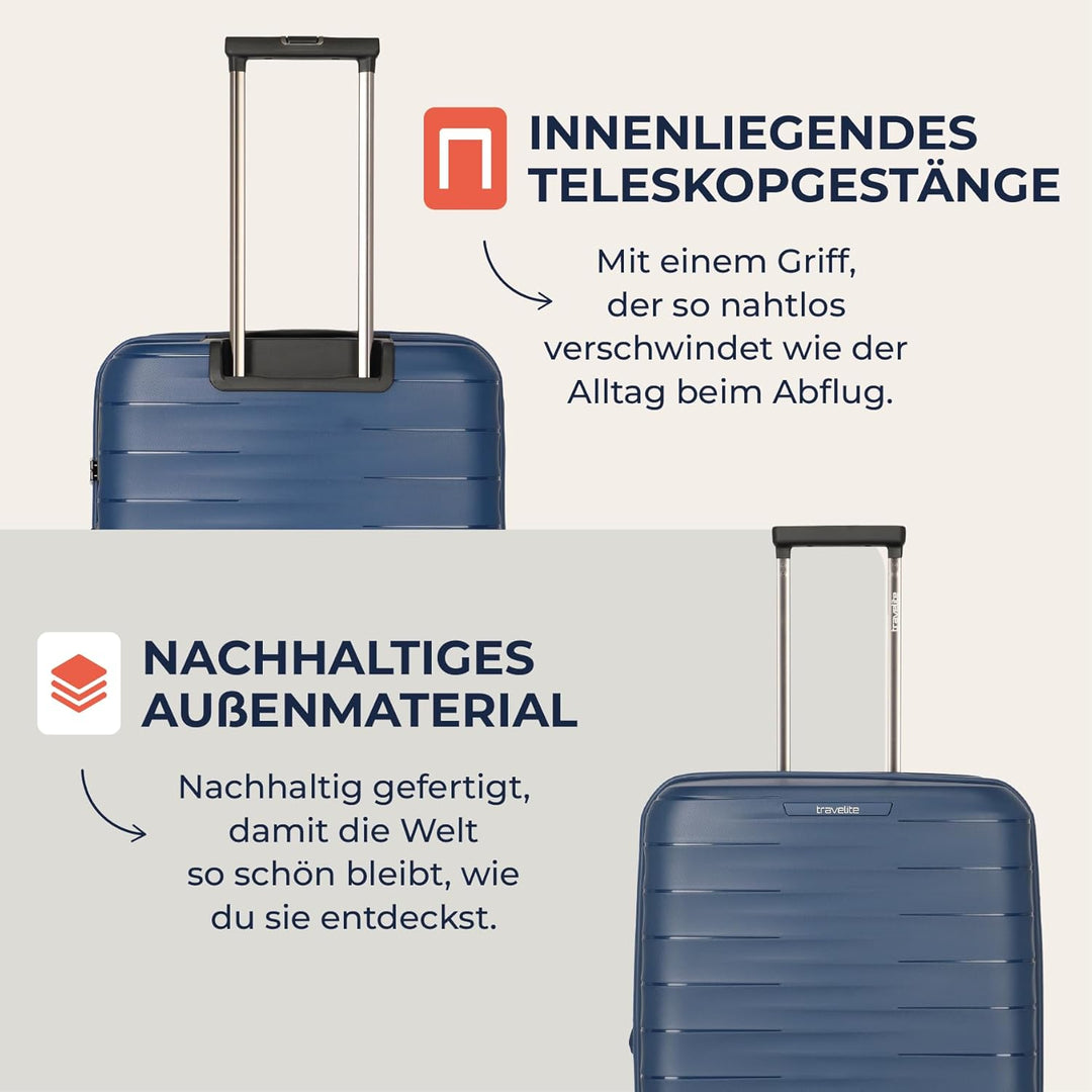 Travelite Koffer mittelgross, MOOBY M erweiterbar, Kratzfeste Hartschale, mit recyceltem Material, 6