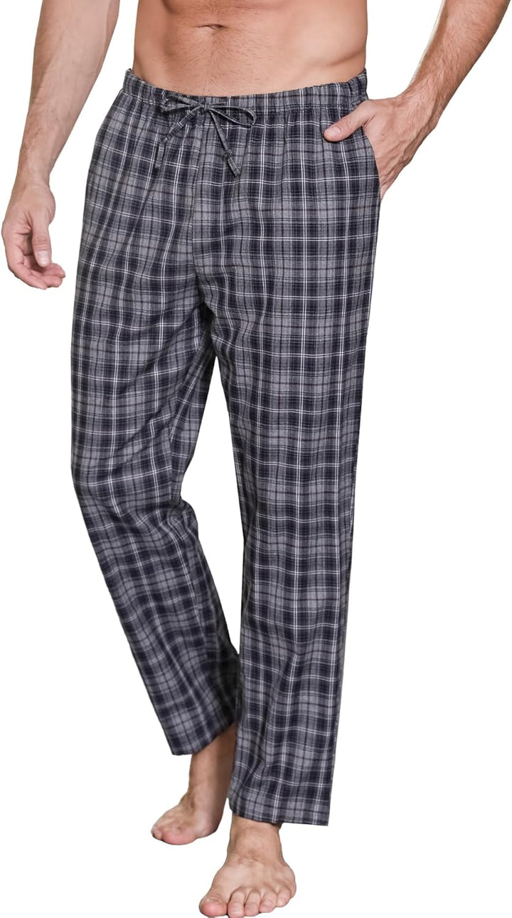 Herren Schlafanzughose Lang Baumwolle Karierte Pyjamahose Lounge Hose Pyjamaunterteil Freizeithose m