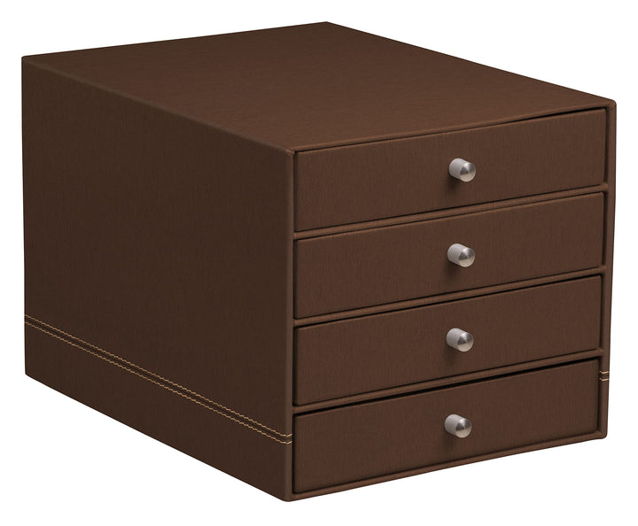 Rhodia 194570C - Schubladenbox mit 4 Laden, 24, 8x32, 7x22, 8 cm, aus Kunstleder, elegant und prakti