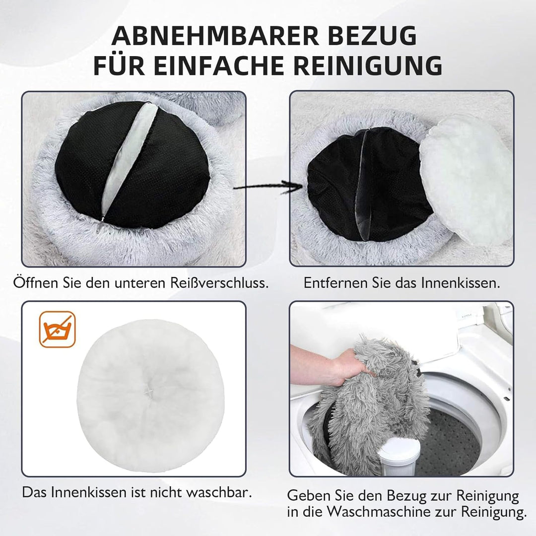 JRUI Hundebett für Mittelgrosse Hunde, Waschbar Katzenbett Hundekissen, Rund Plüsch Hundesofa Hundek