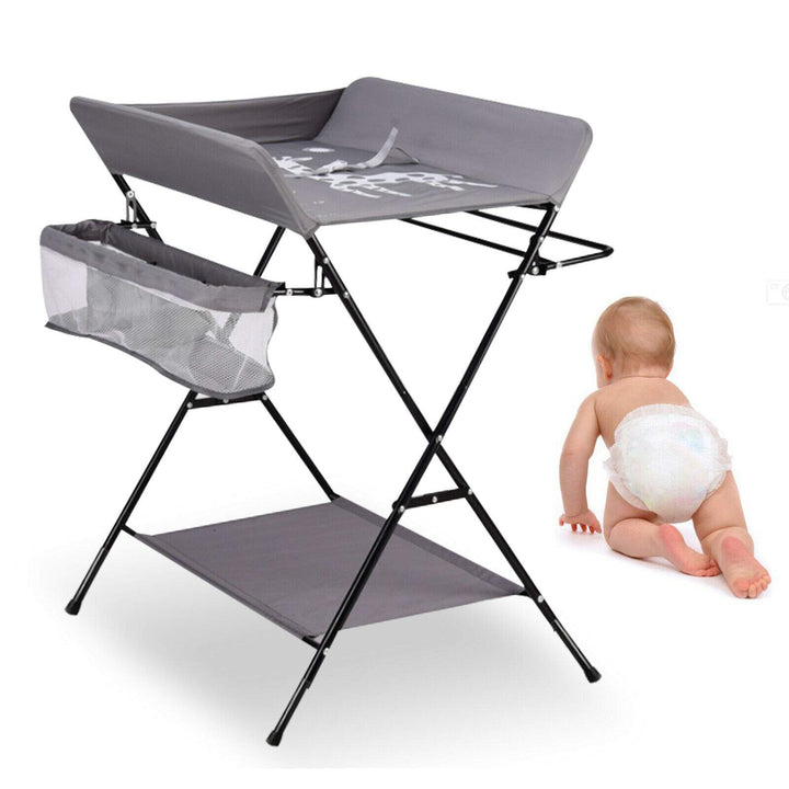 Wickeltisch Klappbar mit Sicherheitsgurt 80x63cm, 33 lbs Tragkraft & Stauraum - Mobile Wickelkommode