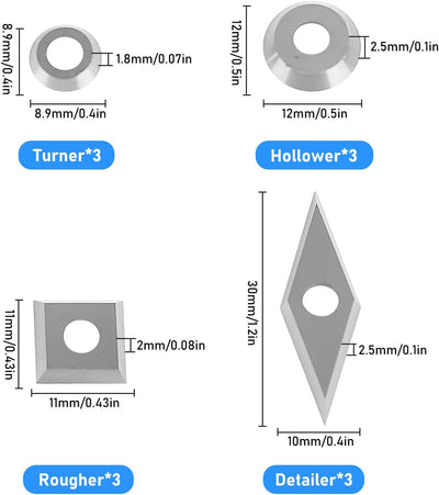 Hartmetall Wendeschneidplatten Set für Drehmeissel, 12 Stück CNC Hartmetall Einsatzschneider für Hol