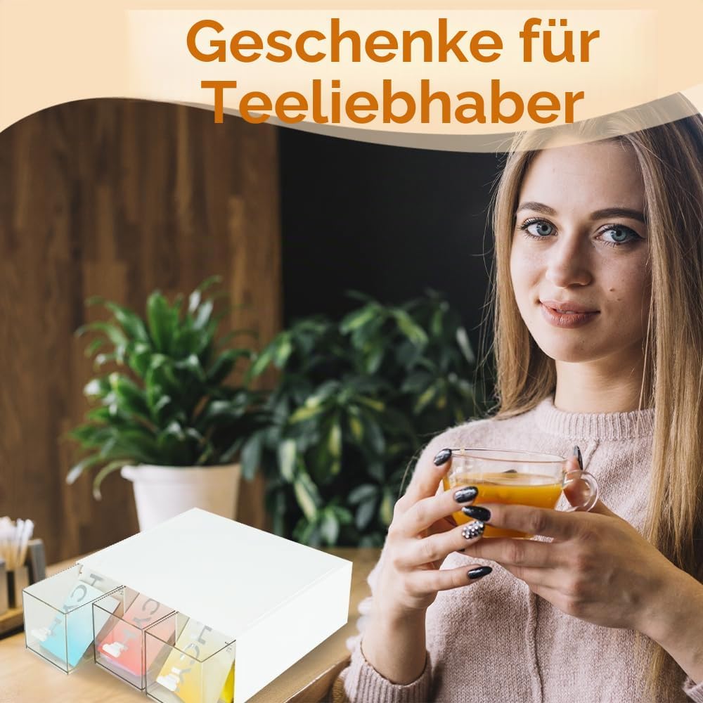 DIBALIYI 2PCS Kunststoff Organizer mit Schubladen, Klarer Deckel Schubladenbox Stapelbar, Tee Aufbew