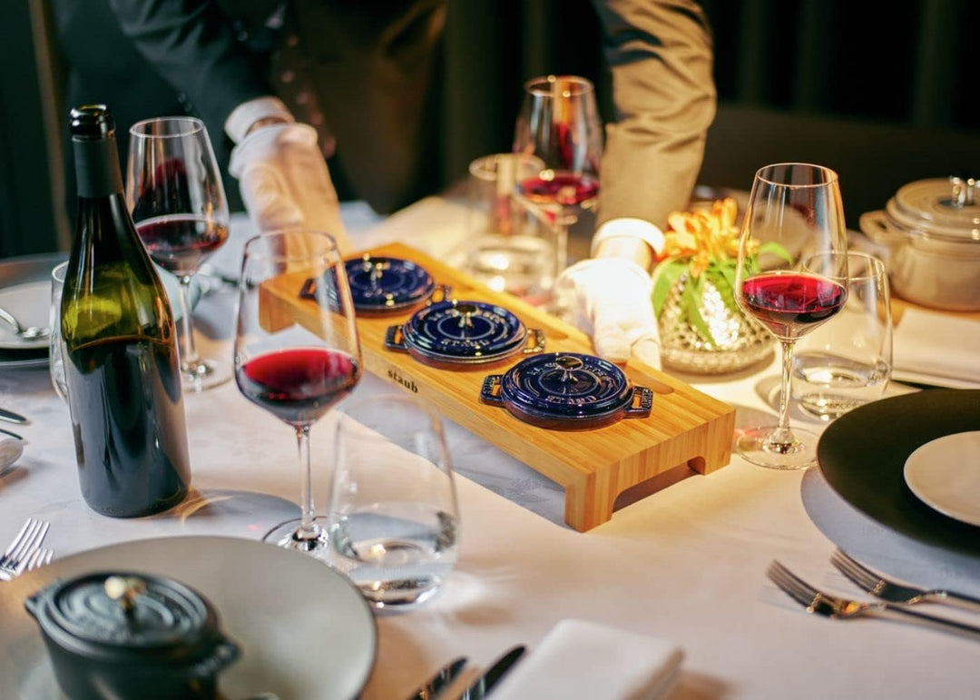 Staub 40510-299-0 Servierbrett für 3 Mini-Cocottes 42 x 16 cm Servierbrett, Gusseisen, Braun, 42 x 1