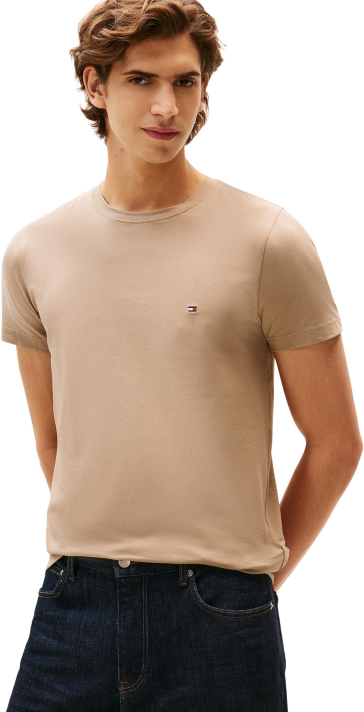 Tommy Hilfiger Herren Kurzarm T-Shirts XS Beige (Coastal Taupe), XS Beige (Coastal Taupe)