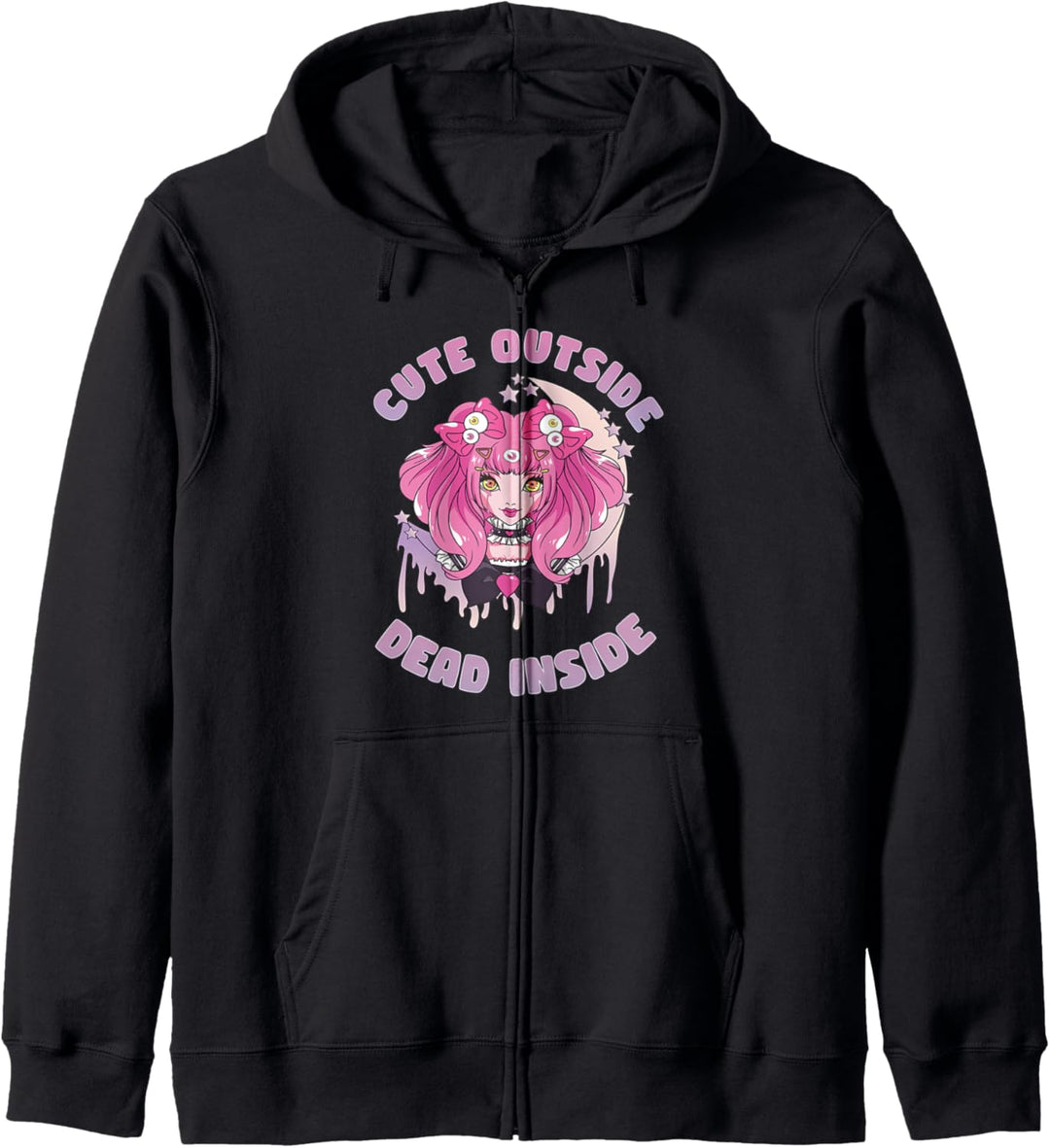 Cute Outside Dead Inside Pastel Goth Anime Girl Kapuzenjacke