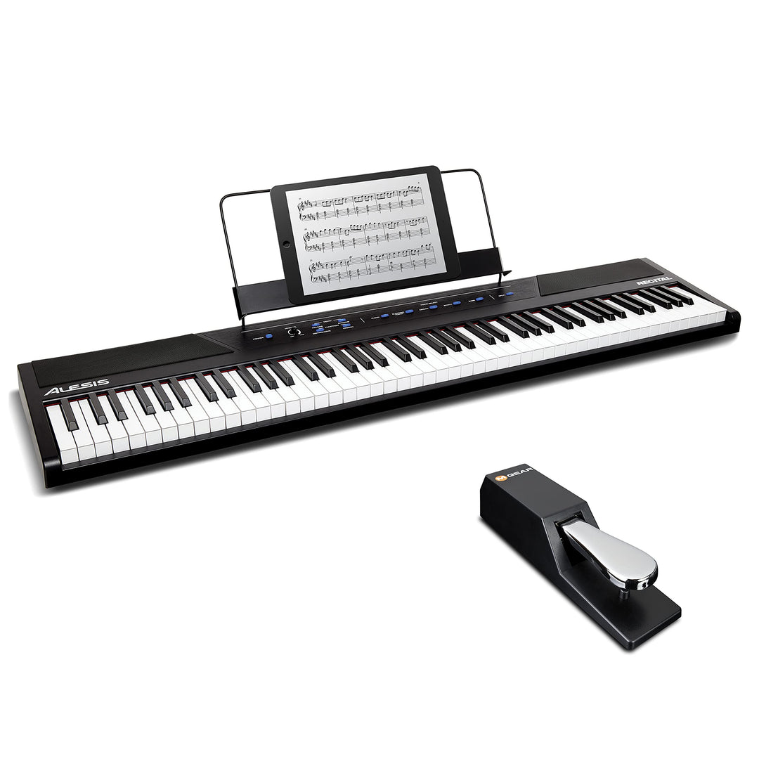 Alesis Recital - 88-Tasten Einsteiger Digital Piano Keyboard mit halbgewichteten Tasten & M-Audio SP