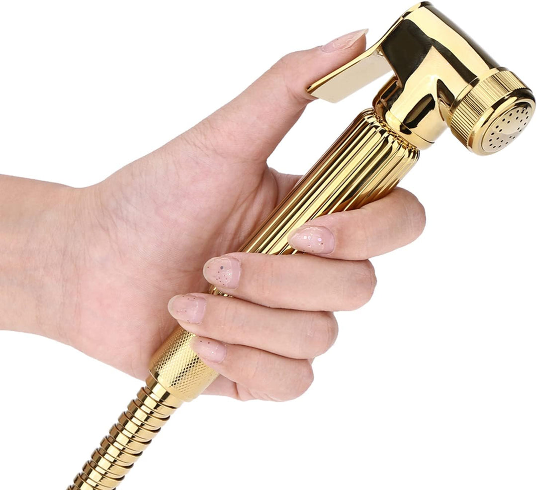 Eujgoov Massive Messing-Wandmontage-Dusche, Gold-Bidet-Sprayer für Toilette, Douchette, WC, Doree-WC