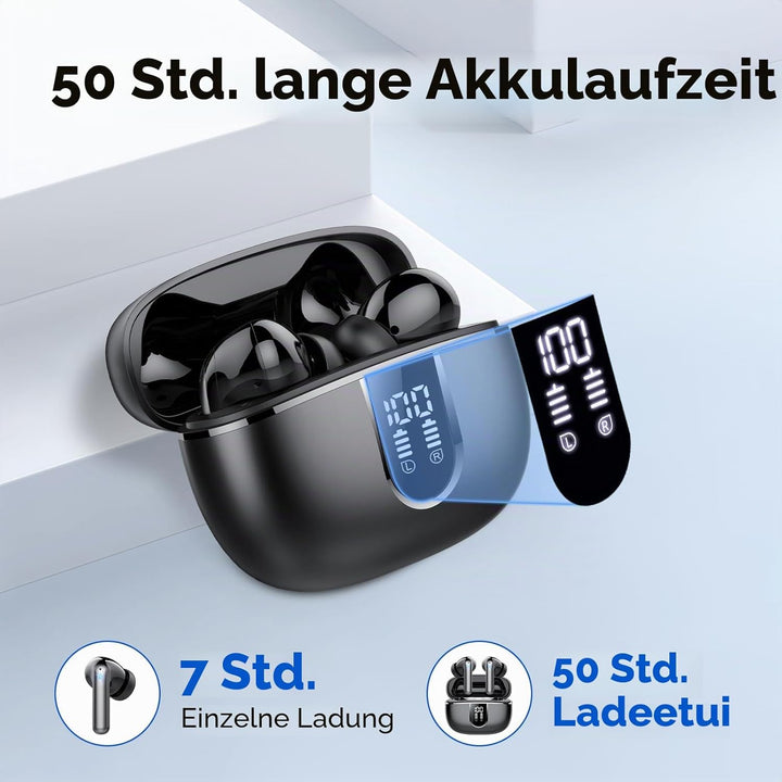 Bluetooth Kopfhörer, In Ear Kopfhörer Kabellos Bluetooth 5.4 Kabellose Kopfhörer mit 4 Mic, 2026 Kab