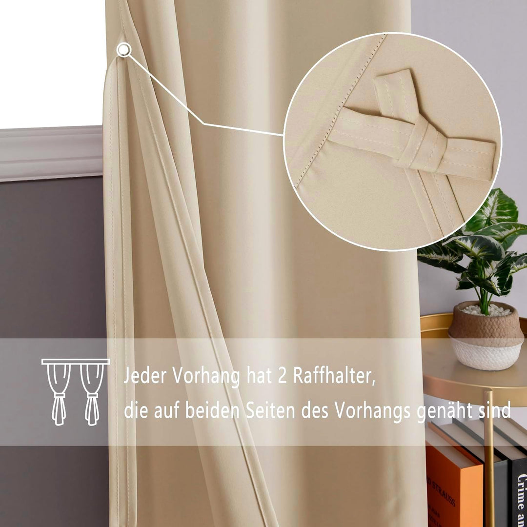 DWCN Vorhang Blickdicht Verdunkelungsgardinen mit Ösen 2 Stücke Thermogardine für Wohnzimmer, Schlaf