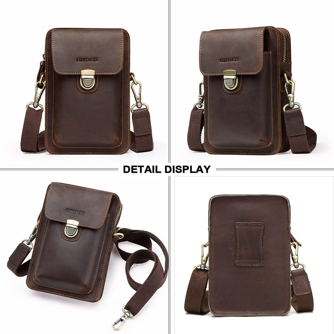 CONTACTS Echtes Leder Herren Kleine Messenger Taillentasche Gürteltasche Telefon Brieftasche Geldbör