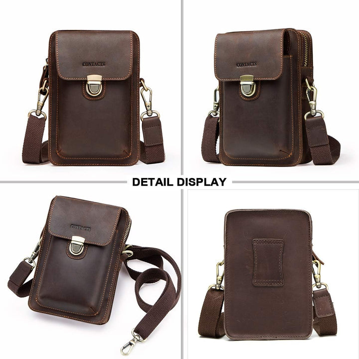 CONTACTS Echtes Leder Herren Kleine Messenger Taillentasche Gürteltasche Telefon Brieftasche Geldbör