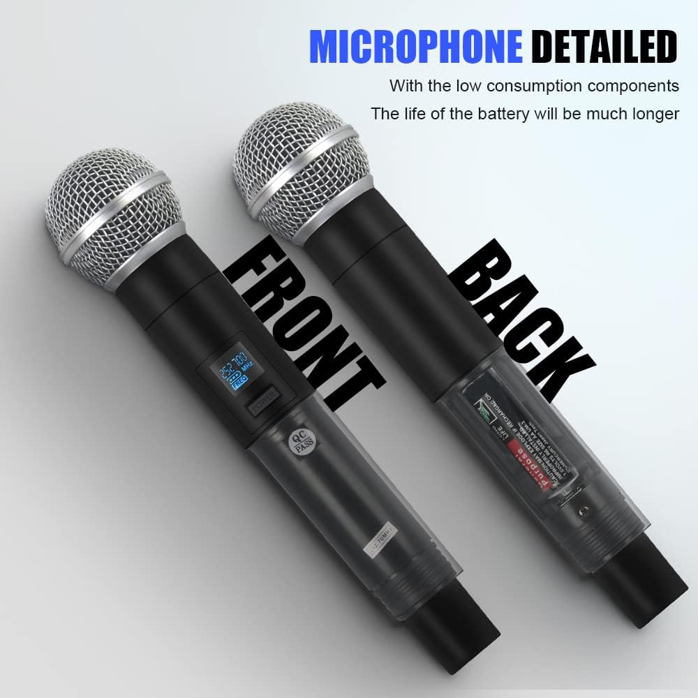 micfuns K7 Professional Mikrofon-Sets Wireless 2 Handheld VHF 230-250 MHz Mikrofonsystem 100 m Entfe