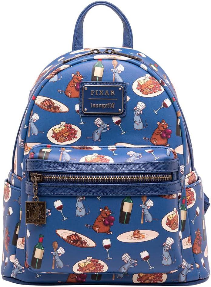 Loungefly Disney Pixar Ratatouille Remy und Emile Allover Print Damen Schultertasche mit Doppelrieme