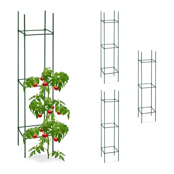Relaxdays Rankhilfe, 4er Set, HxBxT: 150 x 32 x 32 cm, Blumen & Nutzpflanzen, Metall & Kunststoff, P