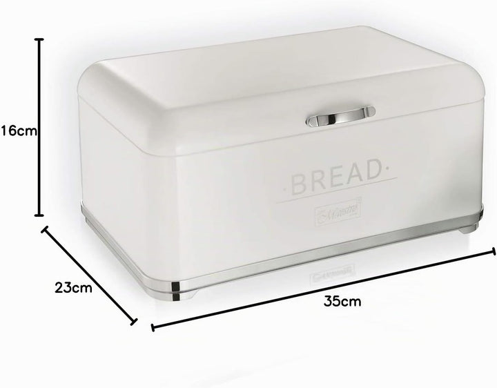 Maestro 1677 Brotbehälter Brotkasten Brotdose Brotbox Stahl (Weiss-Silber)