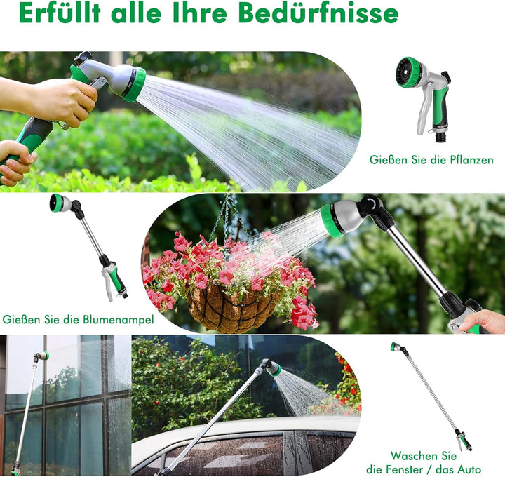 RESTMO Garten Giessstab Metall, 39cm Lang Gartenbrause mit Stiel, 180° schwenkbaren Kopf Stabbrause