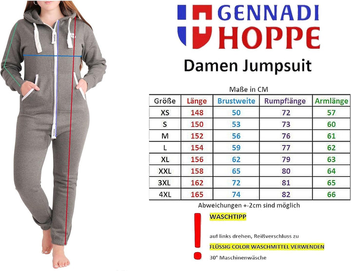 Damen Jumpsuit – Bequemer, weicher Hausanzug aus Baumwolle S hell-grau, S hell-grau