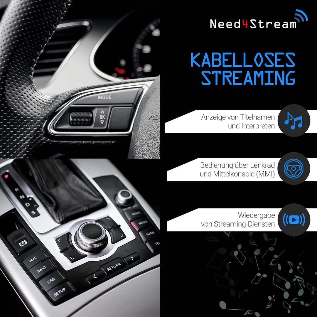 Need4Stream N4S73614 A2DP Bluetooth Audio Interface mit Titelanzeige für MMI 2G, kompatibel mit Audi