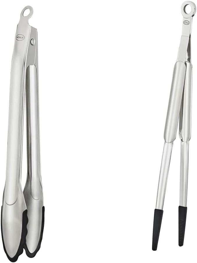 RÖSLE Gourmetzange Silikon, 30 cm & Spitzzange Silikon, Hochwertige Zange zum gezielten Greifen und