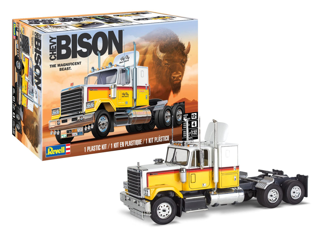 Revell USA Modellbausatz I Chevy Bison Semi Truck I Detailliertes Modell im Massstab 1:31 I 70 Teile