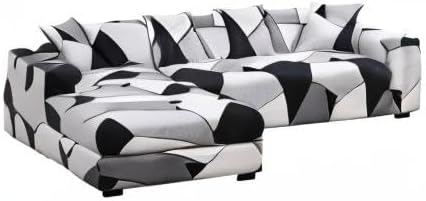 ShowyLive Sofa Überzug Couch Überzug 2er Set für Ecksofa L-Form Sofabezug 3 Sitzer+3 Sitzer, mit 4 S