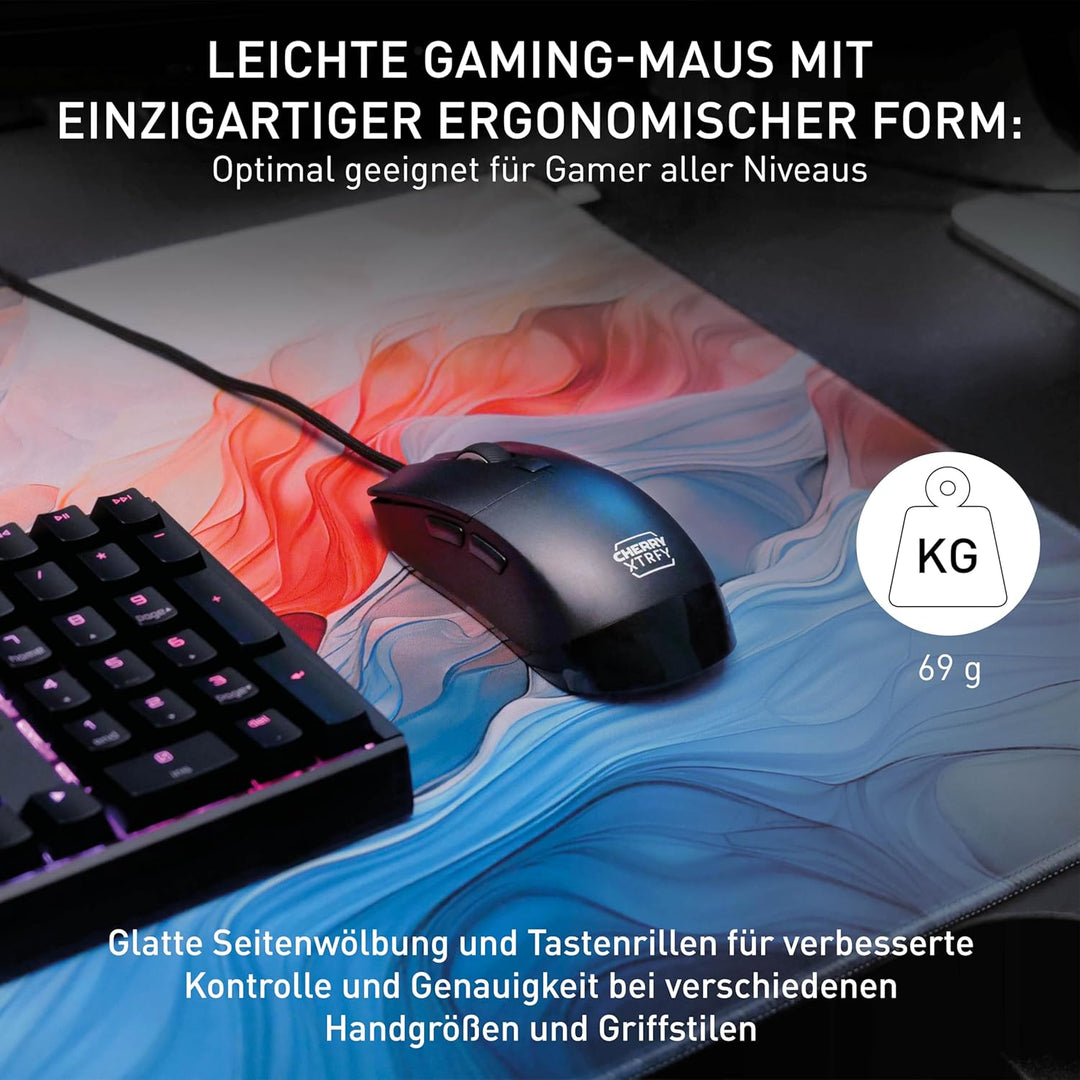 CHERRY XTRFY M50, Leichte Kabelgebundene Gaming-Maus, Ergonomische Form für Optimalen Komfort und Ko