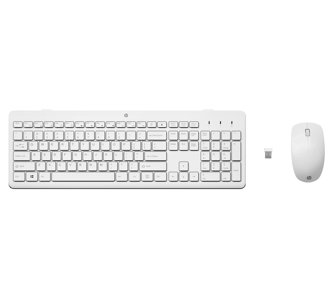 HP 230 Maus und Tastatur, kabellose Maus und Tastatur, USB Dongle, bis zu 16 Monate Akkulaufzeit, QW