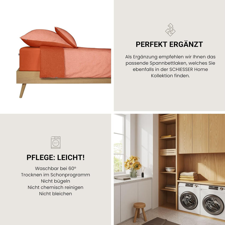Schiesser Wende-Bettwäscheset Doubleface in angenehm glatter Renforcé Qualität, Made IN Green, Farbe