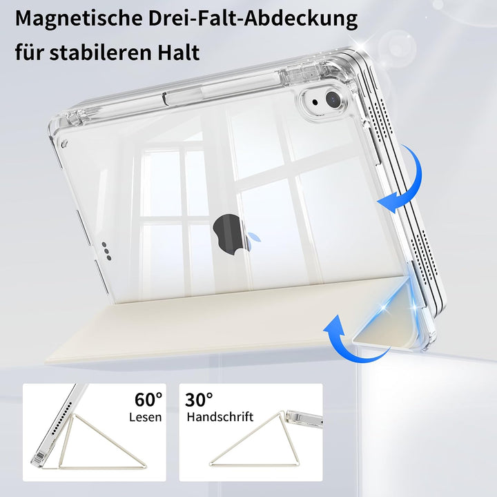 Klar Hülle für iPad Air 11 Zoll/iPad Air 10,9 Zoll, Cremeweiss | Transparente Antioxidantien PC-Rück