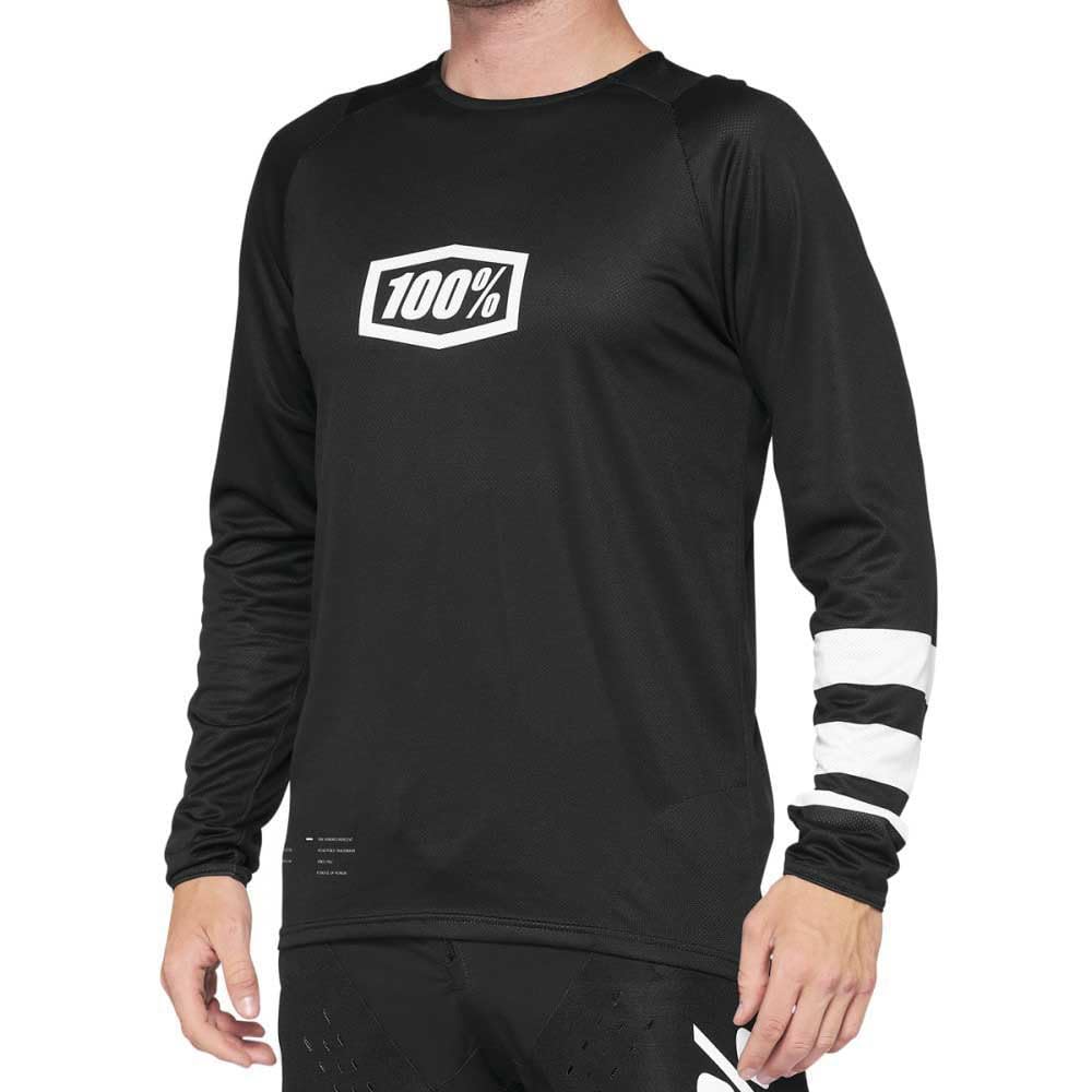 100% MTB WEAR Unisex R-core Youth Jersey Black/White Y-md Pullover, Bunt, S/M
