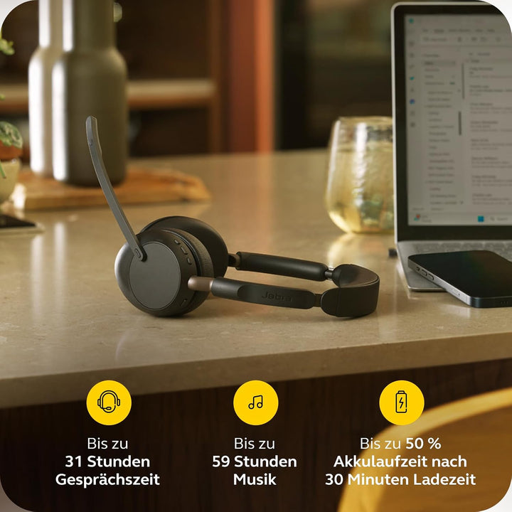 Jabra Evolve3 65 kabelloses Bluetooth-Headset mit Mikrofon, UC, USB-C USB Typ C Evolve3 65 Jabra Evo