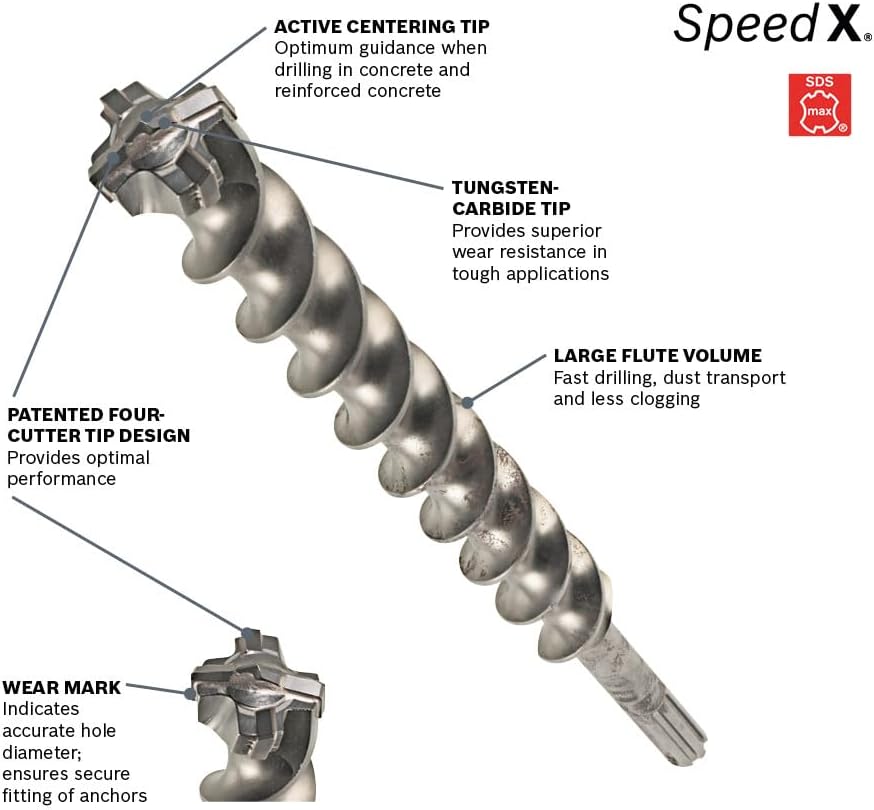 BOSCH HC5081 SDS-max Speed-X Bohrhammer-Bit, 3,5 cm x 53,3 cm 1 3/8" Diameter Länge: 53,3 cm, 1 3/8"