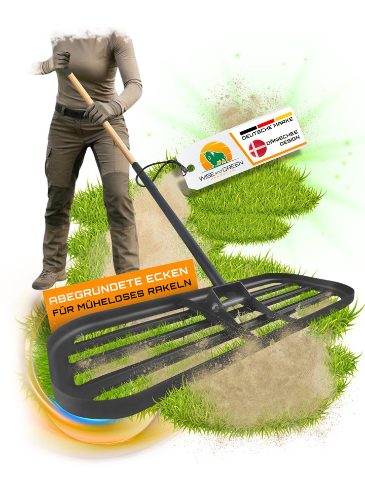 Rasenrakel mit runden Ecken von WISEandGREEN | 80x30cm | Kein Verkanten – Schonende perfekte Rasenpf