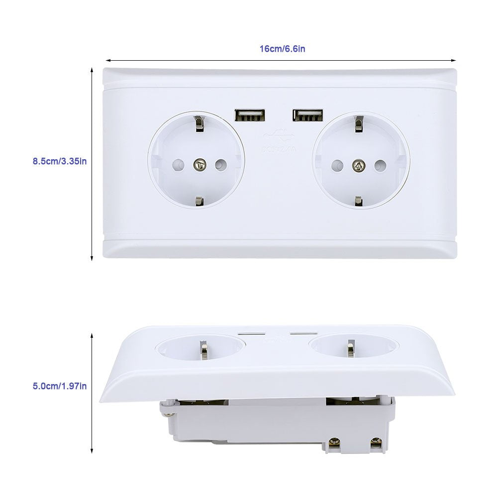 Garosa Steckdose Multifunktion EU Stecker Hochgeschwindigkeits Ladegerät Buchse mit Dual USB Anschlu