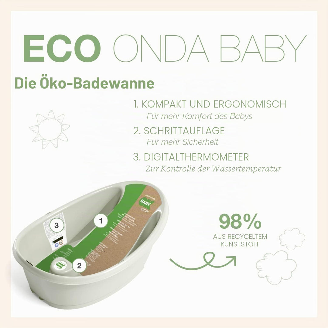 OKBABY Eco Onda Babywanne aus recyceltem Kunststoff – ergonomisches Design mit rutschfestem Sitz für