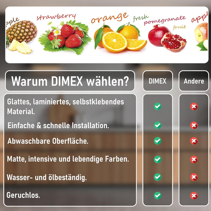 DIMEX Küchenrückwand Folie selbstklebend FRÜCHTE Mix | Klebefolie - Dekofolie - Spritzschutz für Küc