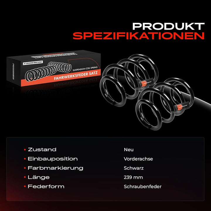 Frankberg 2x Federn Fahrwerksfeder Vorderachse Kompatibel mit TT 8J3 2.0L Coupe 2008-2014
