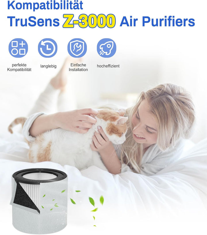 Ersatzfilter Kompatibel mit TruSens Z-3000 Luftreiniger, 3-in-1 Filterung Hocheffizienter Aktivkohle
